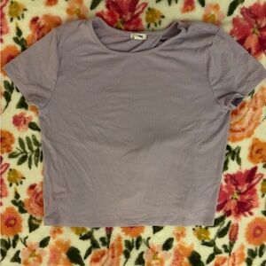 Garage Lilac Ribbed Short Sleeve Tee